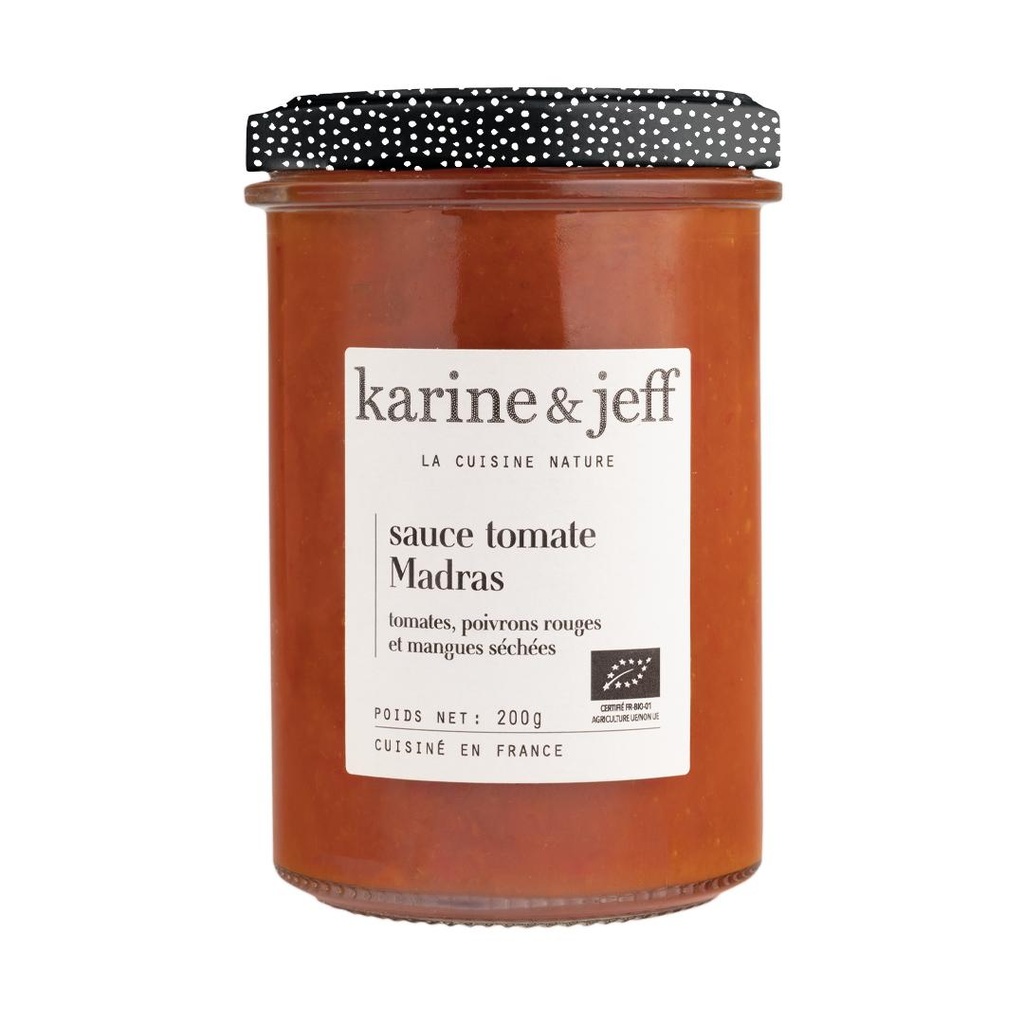 Sauce tomate Madras; tomates, poivrons rouges et mangues séchées