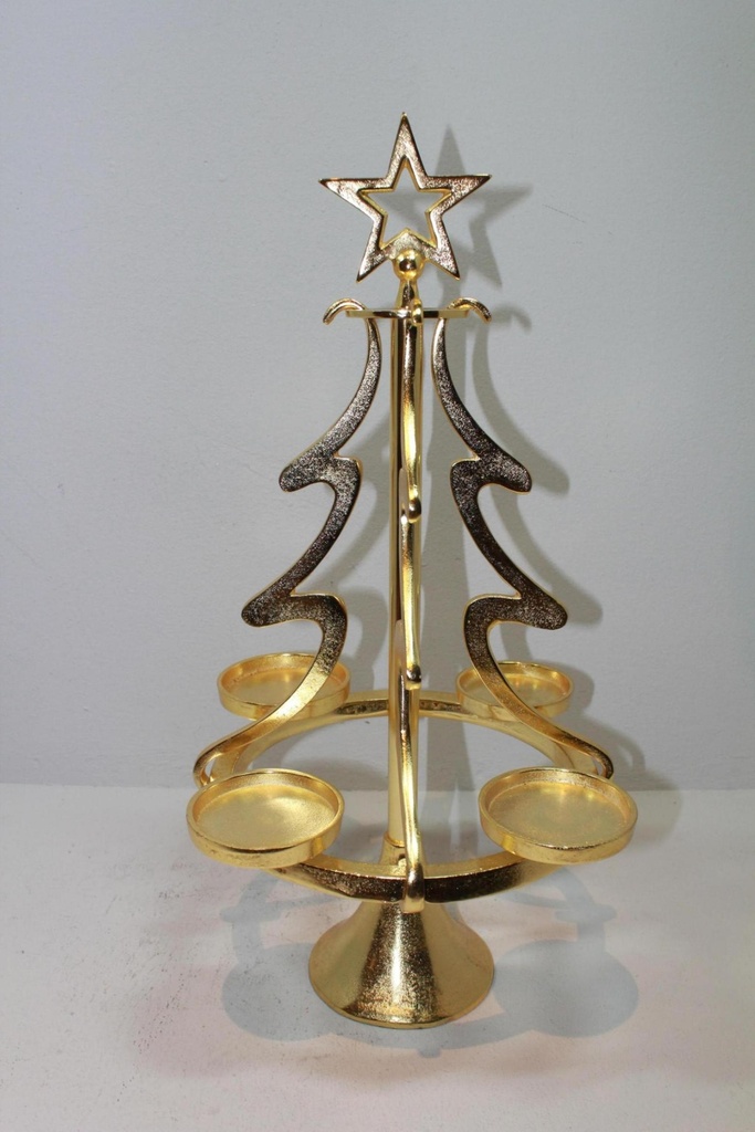 Sapin bougeoir 4 bougies or