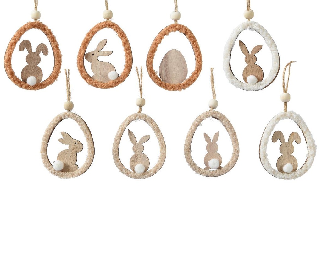 Oeuf découpé en bois à suspendre