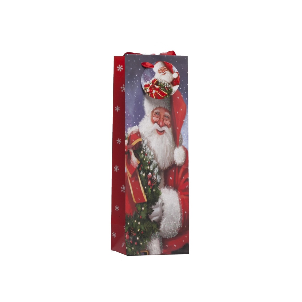 Sac cadeau bouteille Père Noël avec couronne