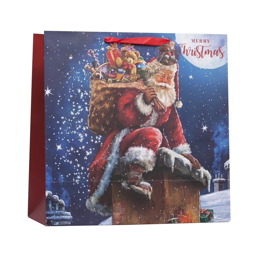 Sac cadeau Père Noël dans la cheminée