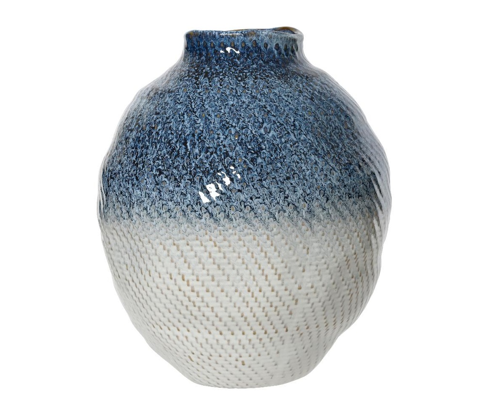 Vase en grès bleu & blanc