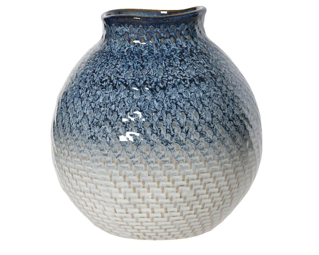 Vase en grès bleu & blanc
