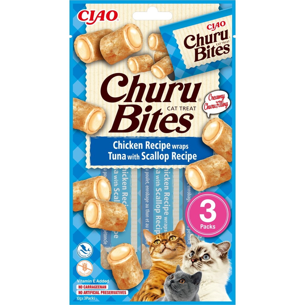 Churu® Bites Poulet enrobé Thon et Pétoncles 3 Sticks de 10g