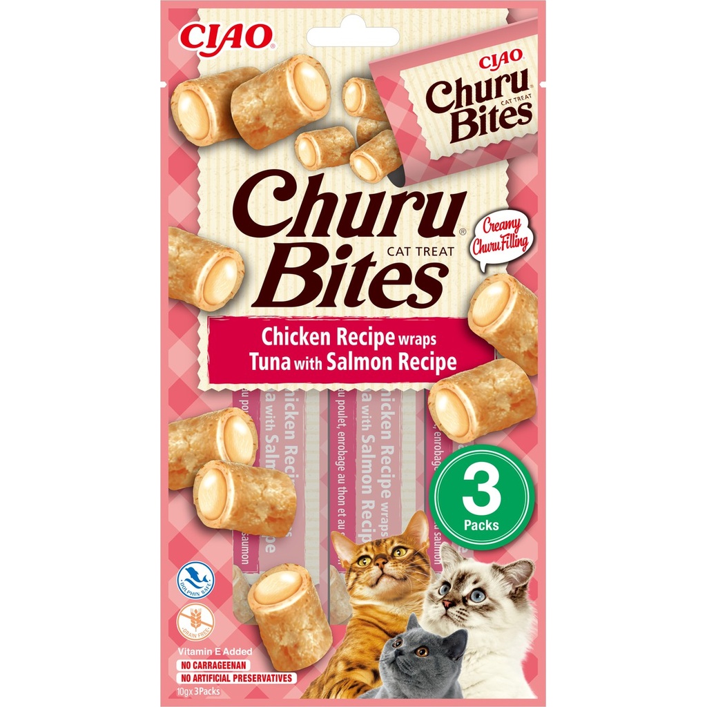 Churu® Bites Poulet enrobé Thon et Saumon 3 Sticks de 10g