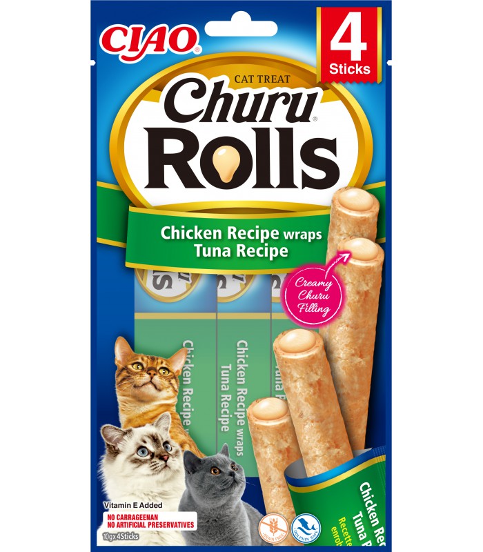 Churu® Rolls Poulet enrobé de Thon 4 Sticks à 10g