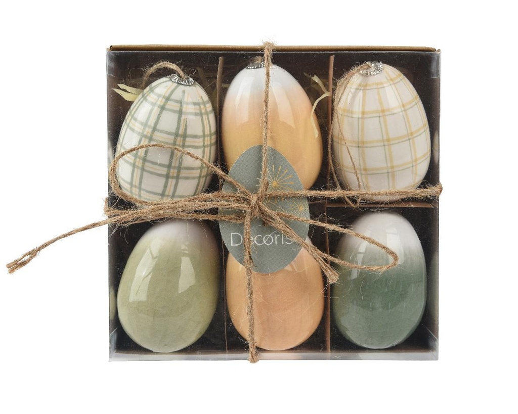 Œufs de Pâques à suspendre orange & vert 6pcs