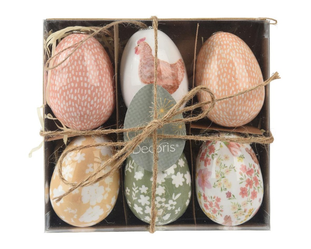 Œufs de Pâques décorés à suspendre 6pcs