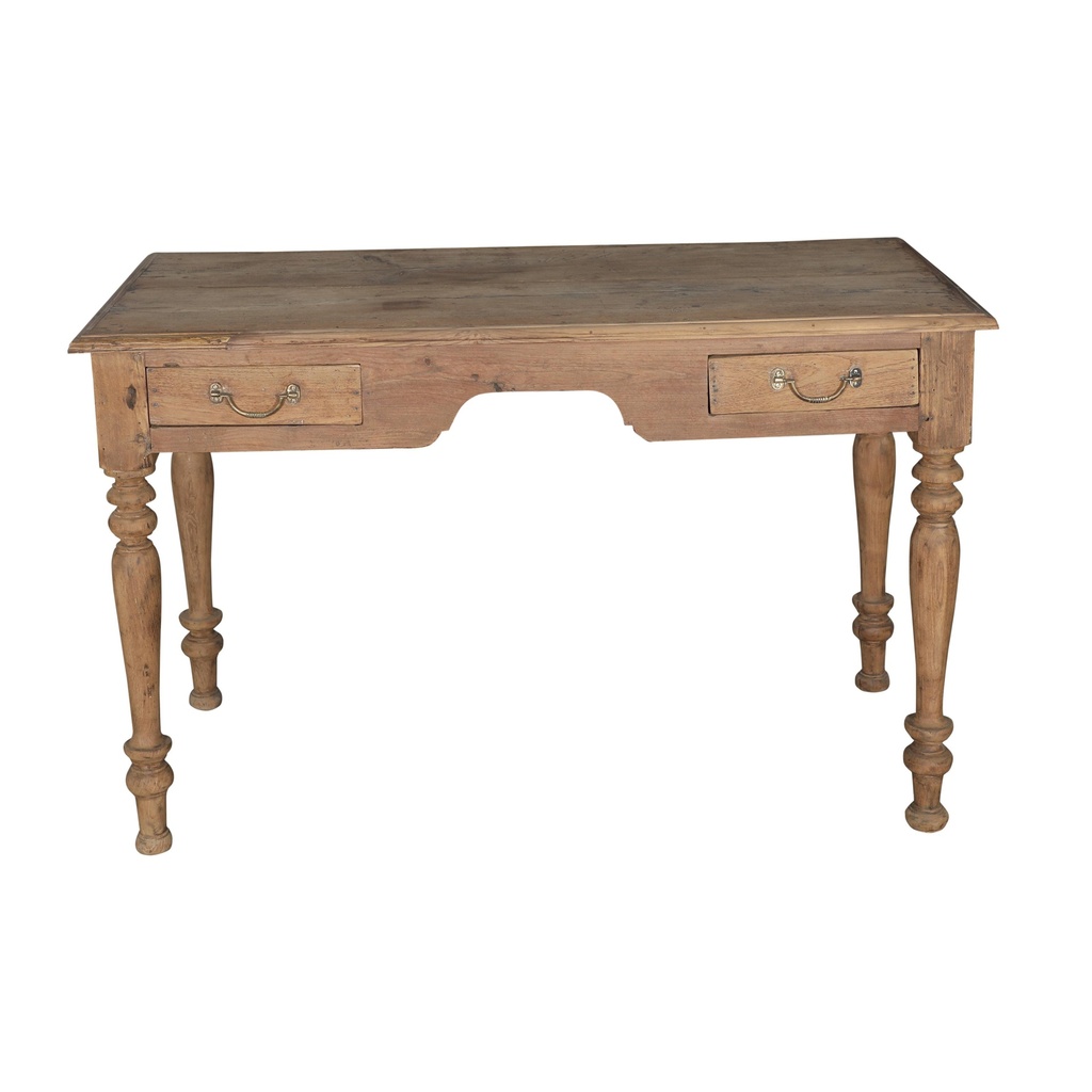 Table de bureau 2 tiroirs en teck ancien