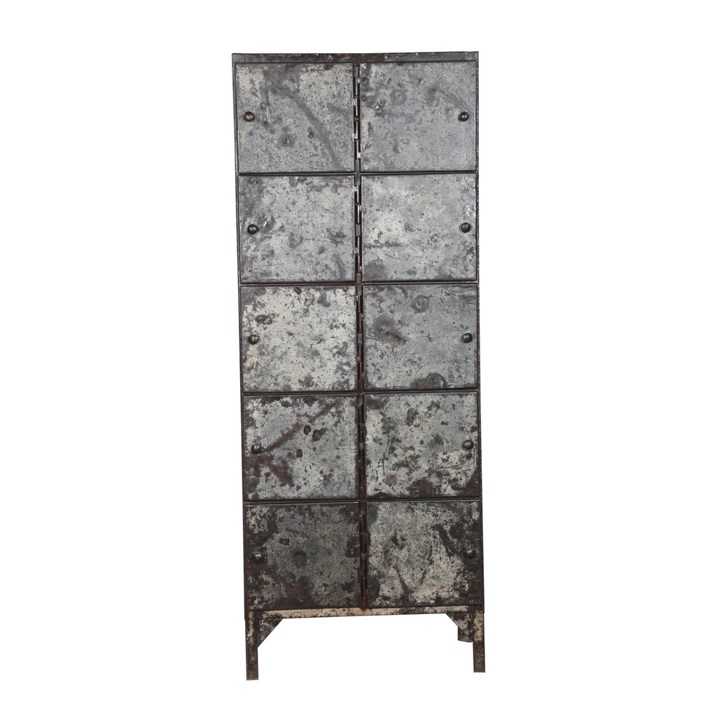 Casier ancien en métal 10 compartiements