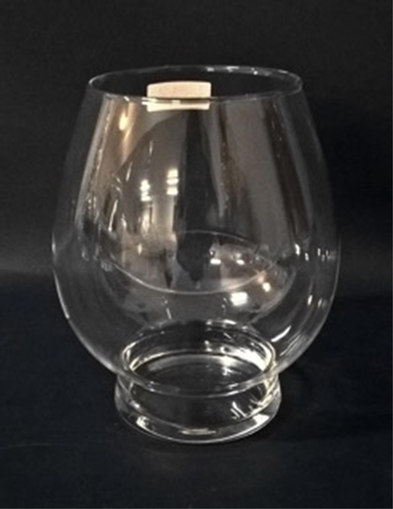Vase boule allongé sur pied