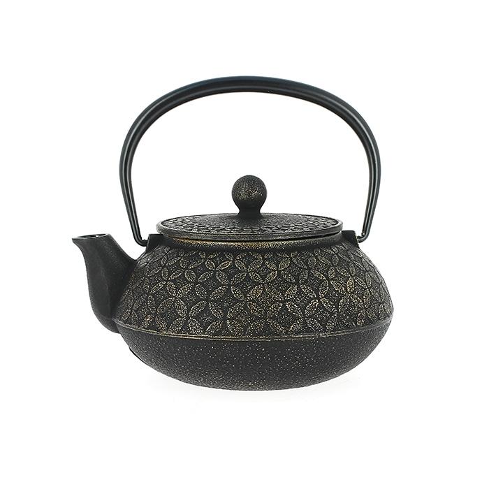 Théière en fonte noir/or
