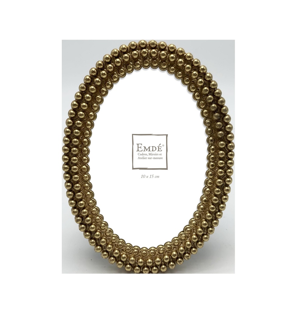 Cadre ovale doré perles 460T15-0