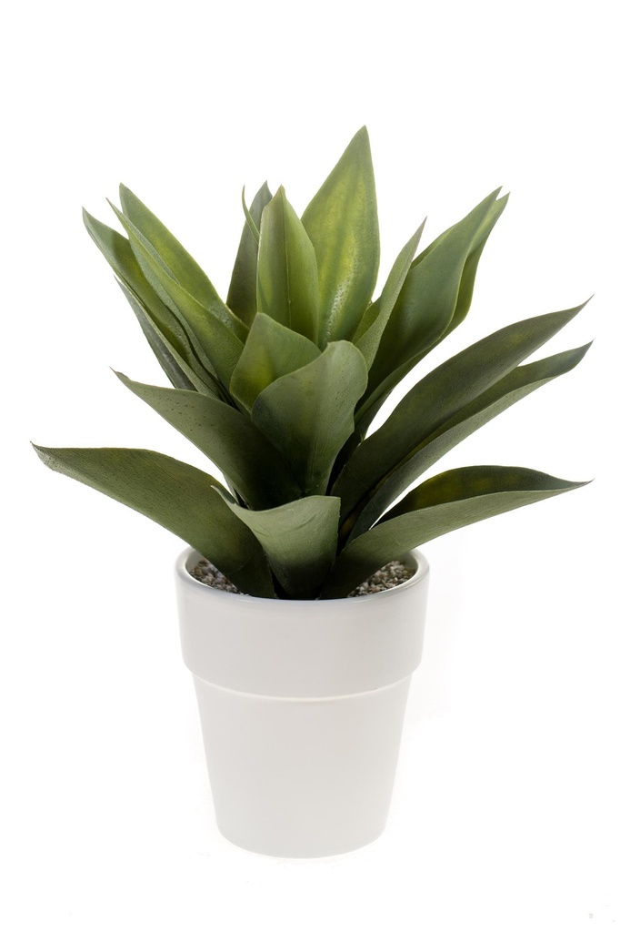Agave en pot blanc artificielle