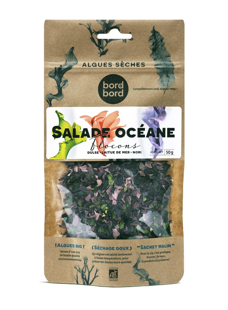 Salade océane 3 saveurs BIO en flocons  de 8 à 10mm (Laitue de mer, Dulse, Nori) 1044