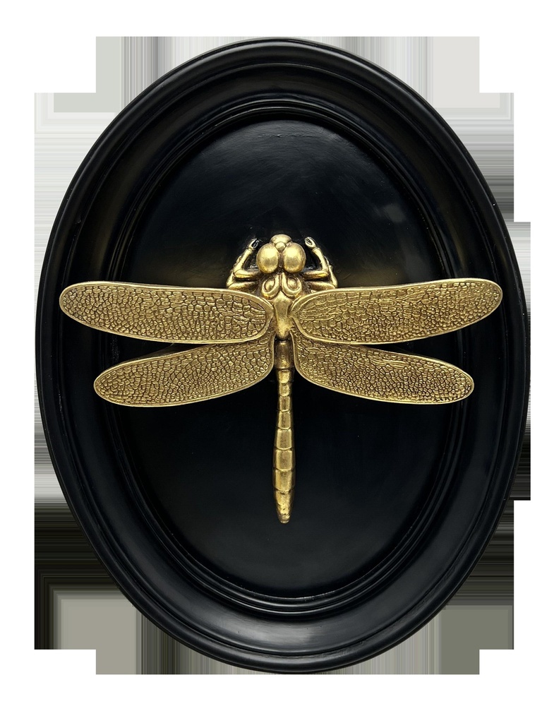 DECO MURALE LIBELLULE NOIR DORE 195T26-0