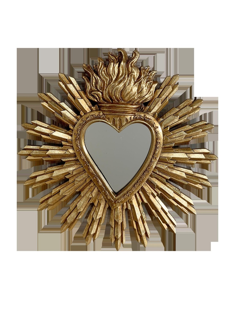 DECO MIROIR EX-VOTO COEUR SOLEIL DORE 927T28-0