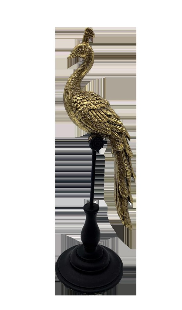 STATUE PAON NOIR DORE ST58T26-0