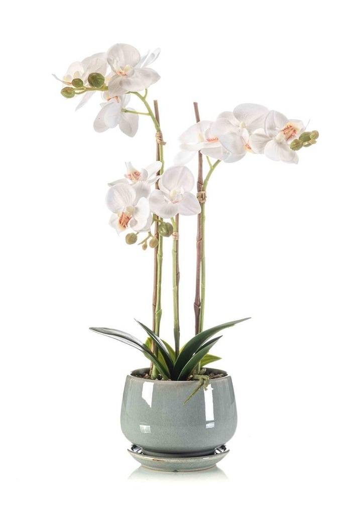 Phalaenopsis 3 branches artificiel avec cache pot