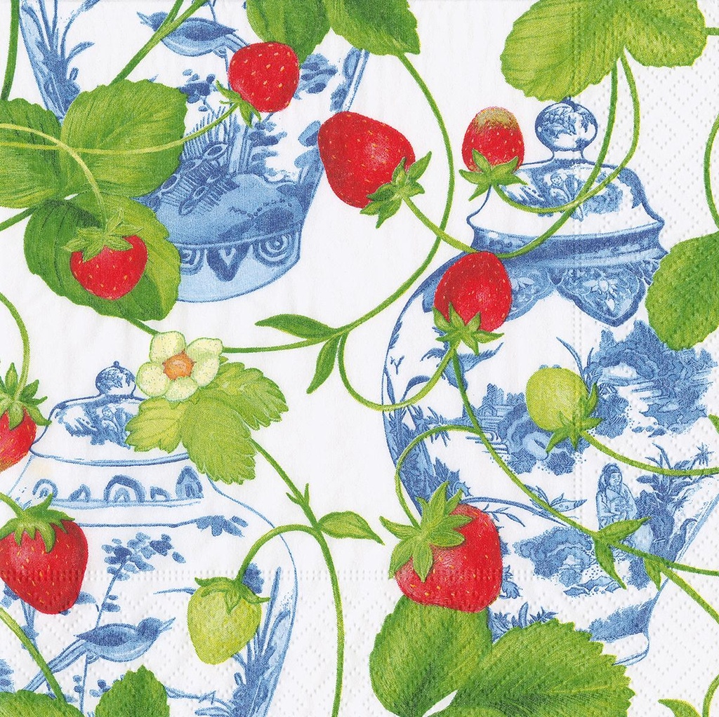Serviette Cocktail Strawberries & cream