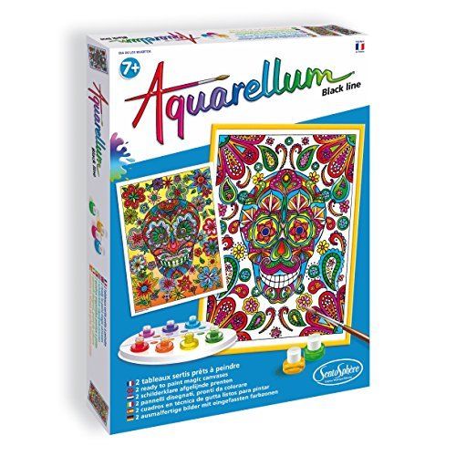 Aquarellum black line dia de los muertos