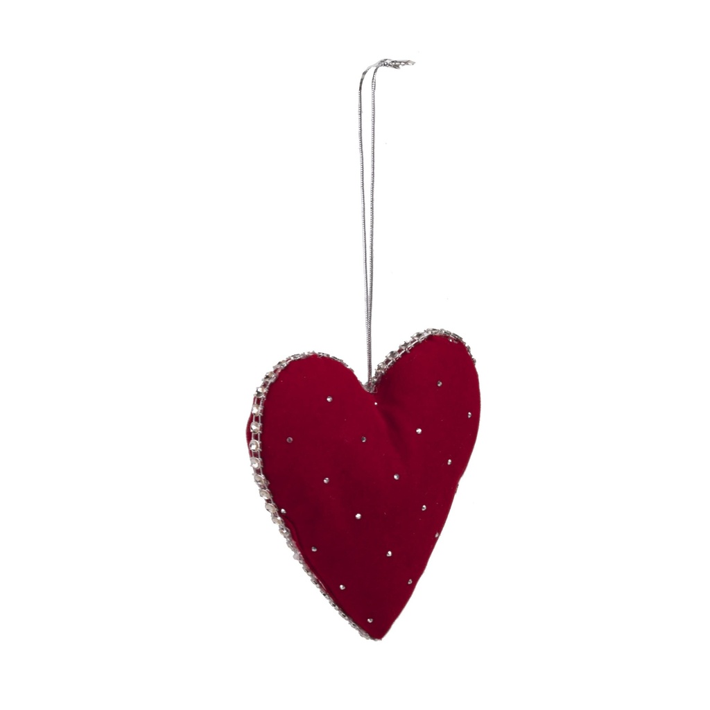 Cœur rouge à brillants à suspendre
