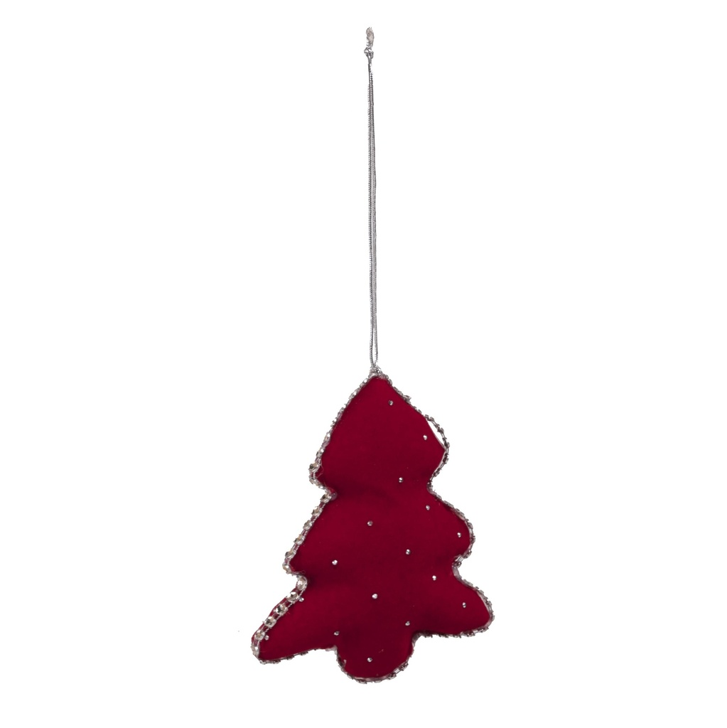 Sapin rouge à brillants à suspendre