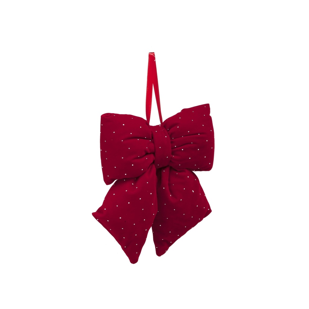 Nœud rouge à brillants à suspendre