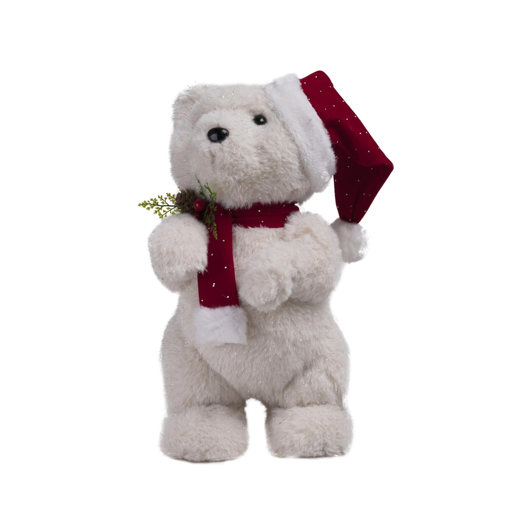 Ourson debout avec bonnet à poser