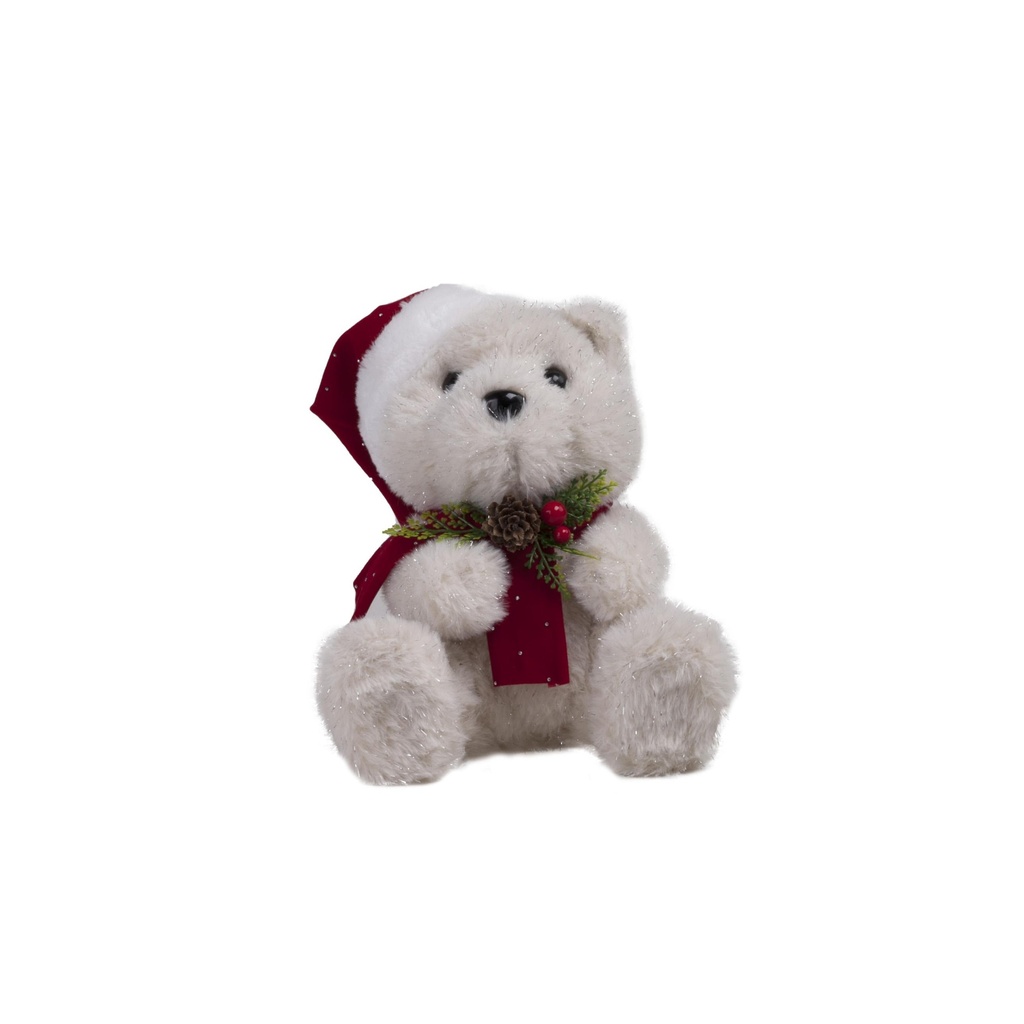 Ourson assis avec bonnet à poser