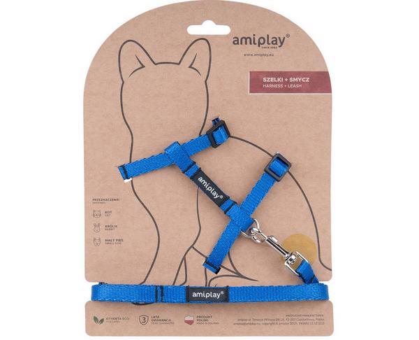 Harnais + laisse pour chat Twist, S, bleu