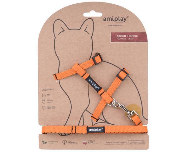 Harnais + laisse pour chat Twist, S, orange