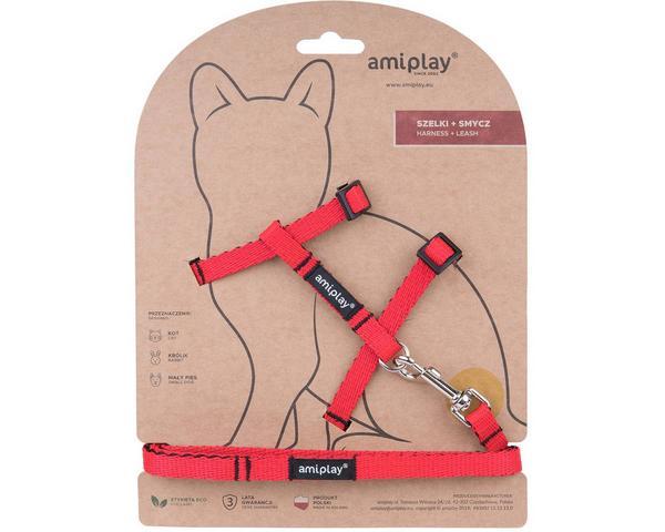 Harnais + laisse pour chat Twist, M, rouge