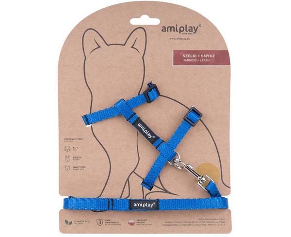 Harnais + laisse pour chat Twist, M, bleu