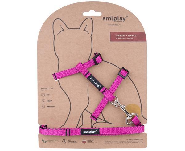 Harnais + laisse pour chat Twist, M, rose