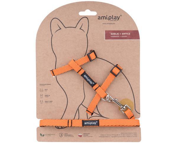 Harnais + laisse pour chat Twist, M, orange