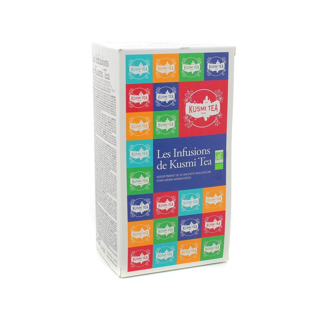 Les Infusions de Kusmi Tea bio - Etui carton 24 sachets mousseline-48g