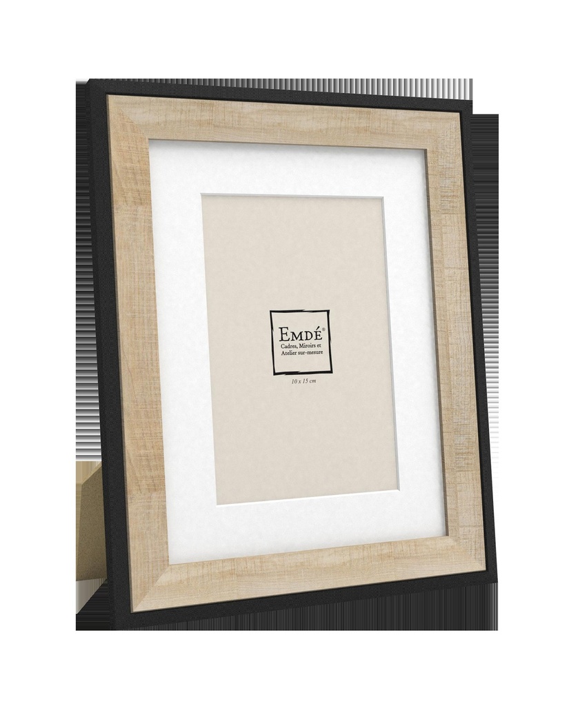 Cadre bois clair filet noir