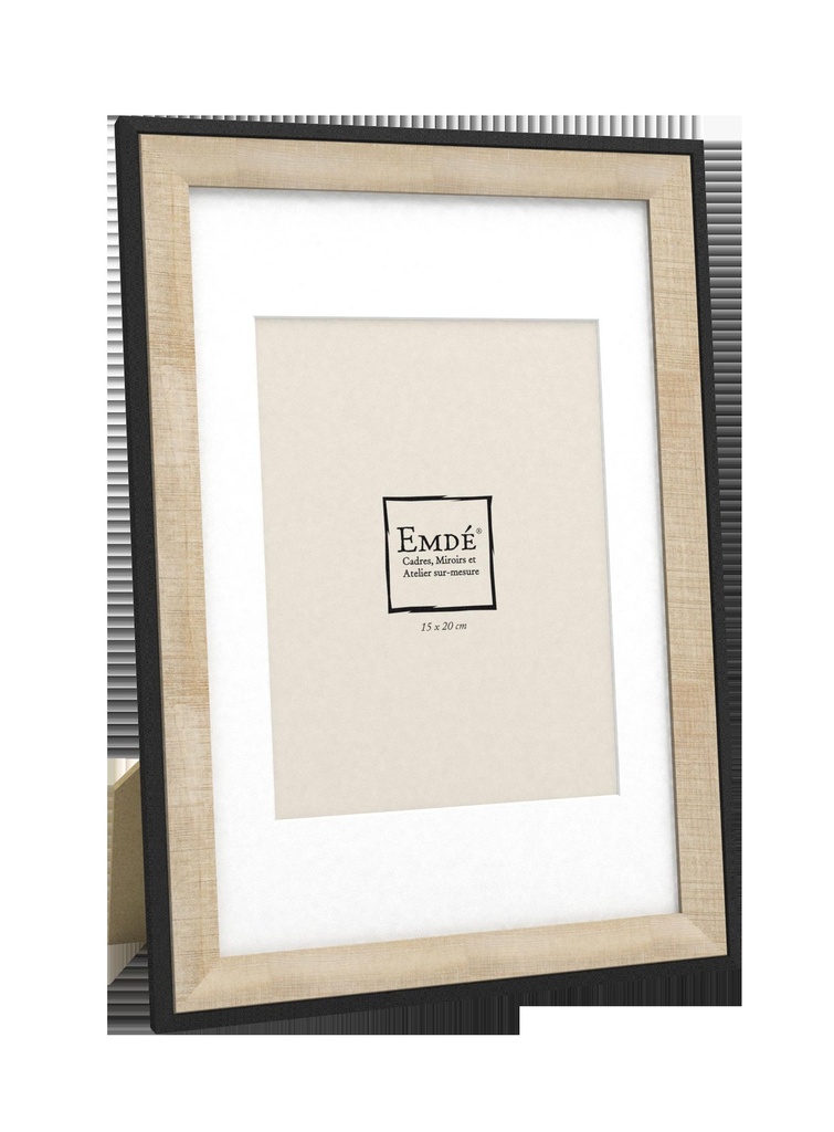 Cadre bois clair filet noir