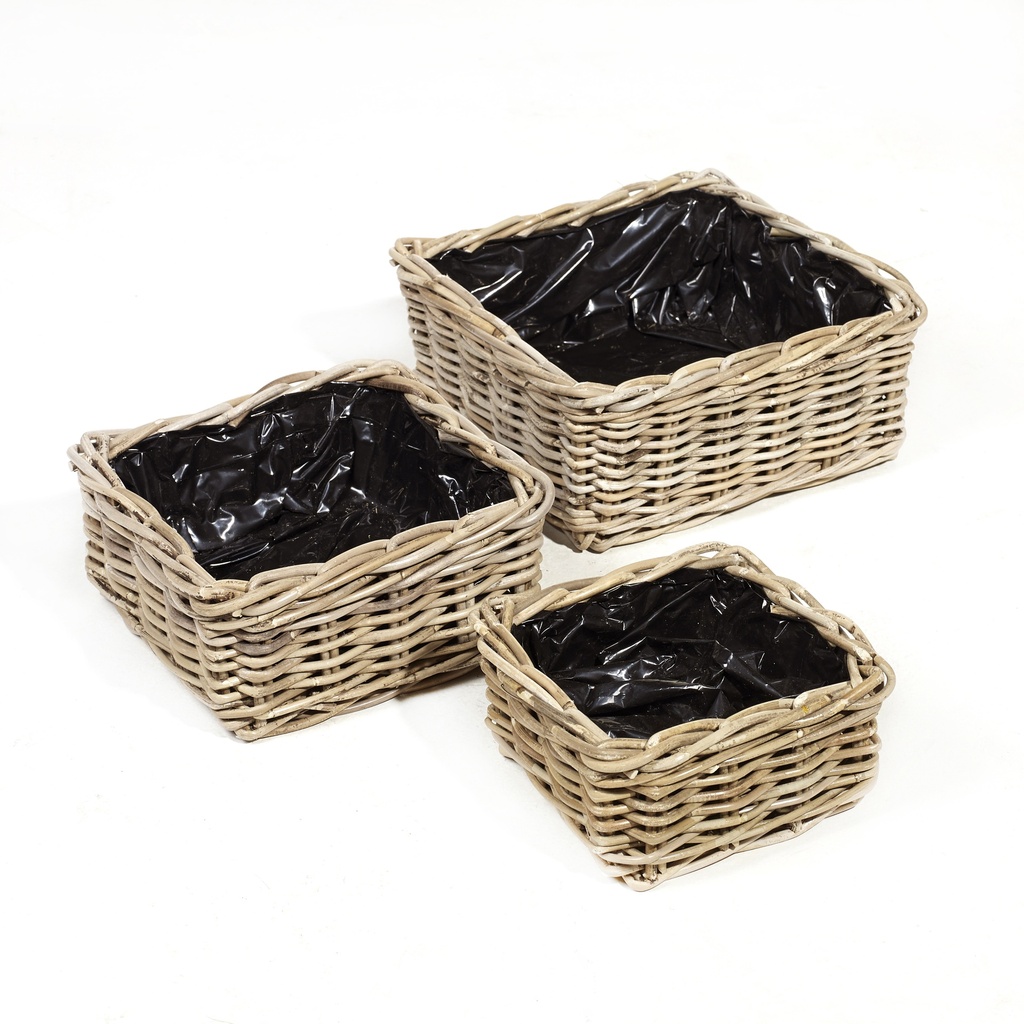 Pot Carré Bas Montjoie XS et plastique noir