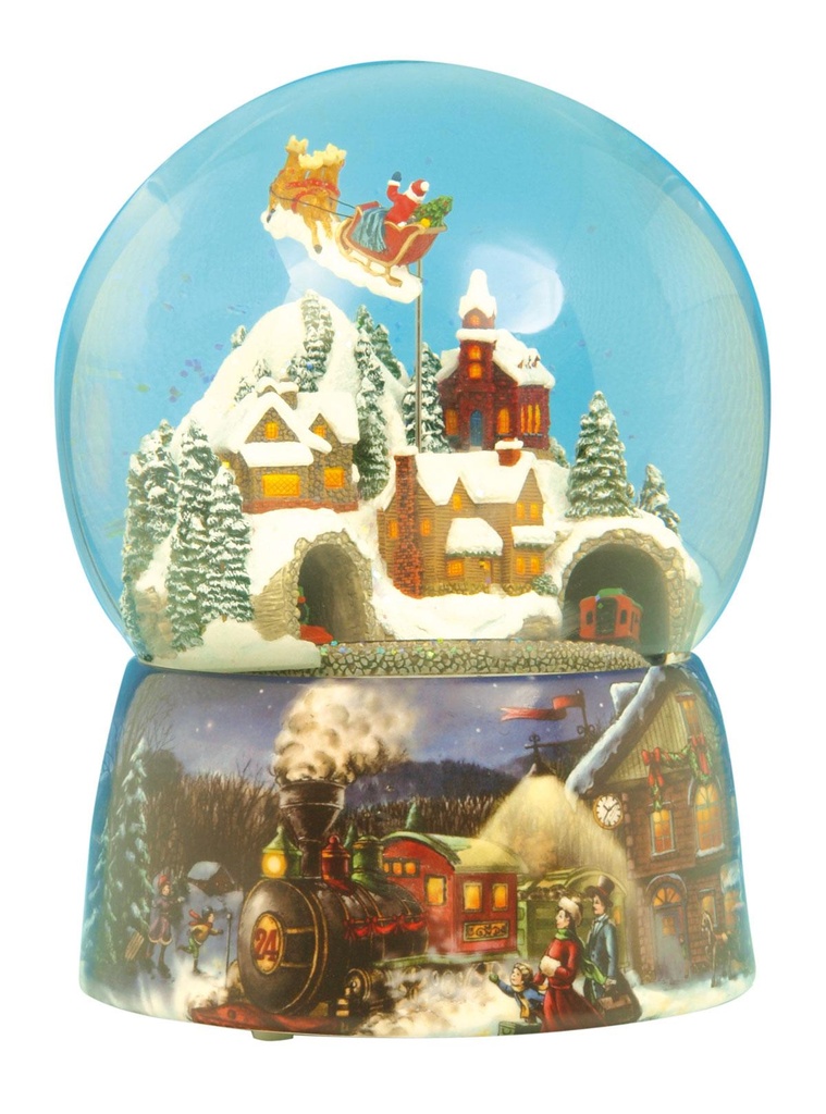 Boule à neige Train passant dans le village