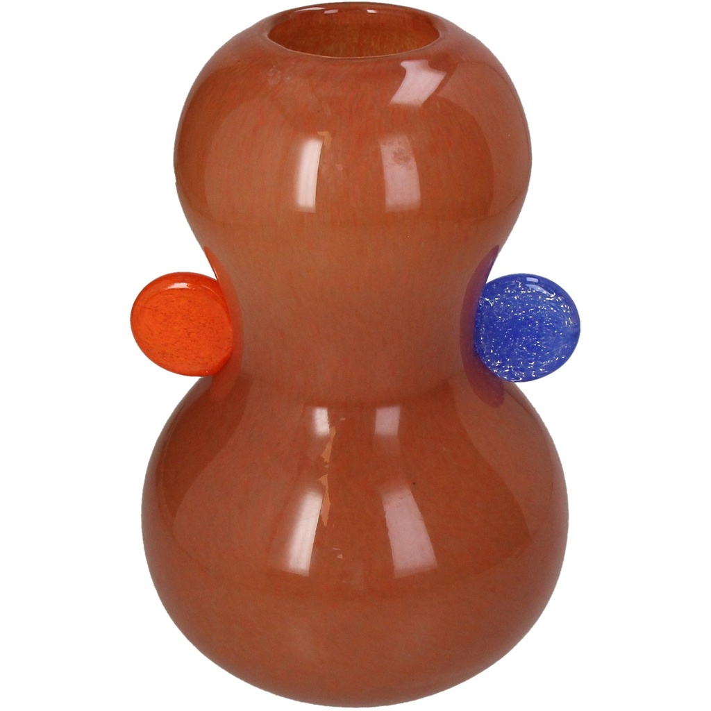 Vase terra avec poignées orange et bleu