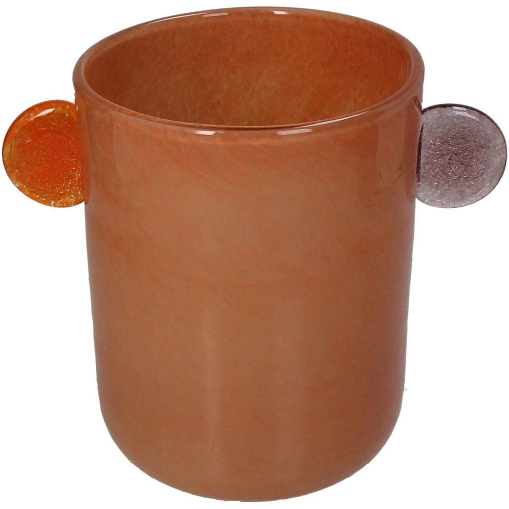 Vase terra avec poignées orange et beige