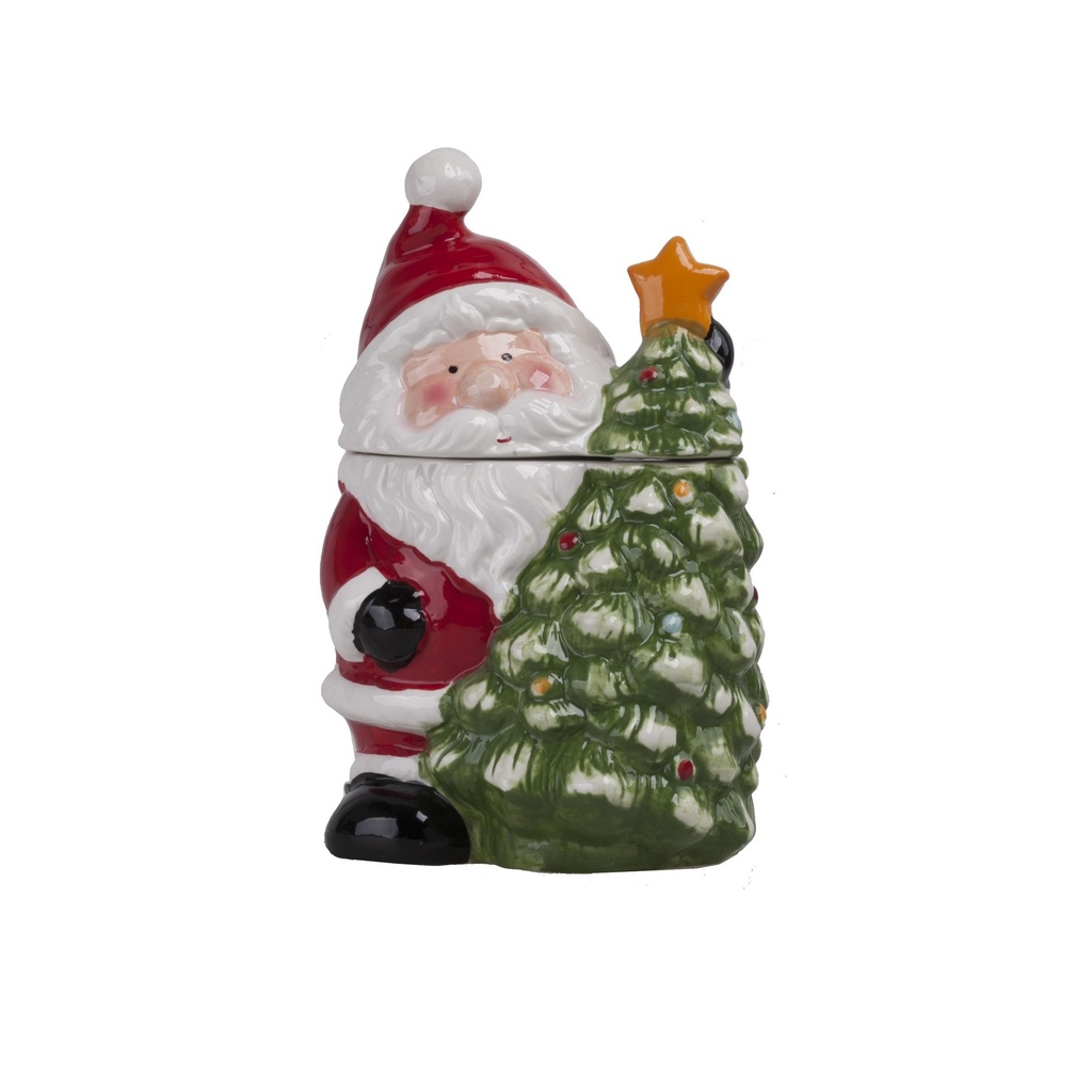 Boite à biscuits Père Noël avec sapin