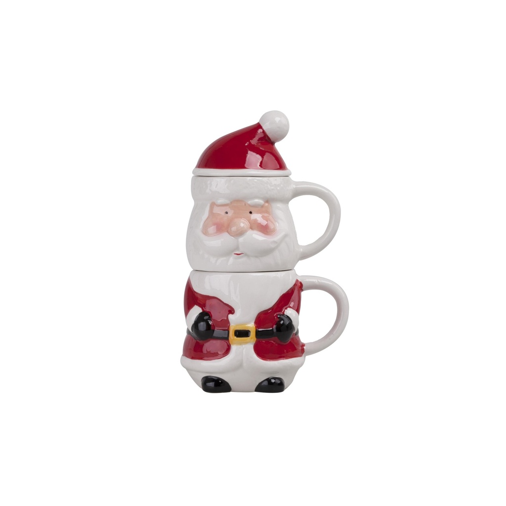 Set 2 mugs Père Noël avec couvercle