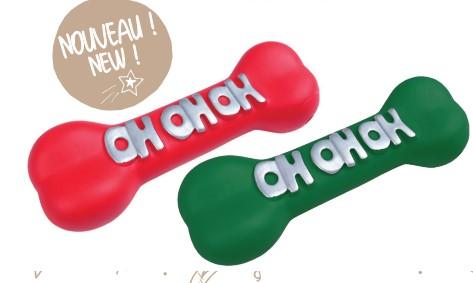 Jouet chien os Oh Oh OH rouge