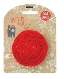 Jouet chat pelote rouge