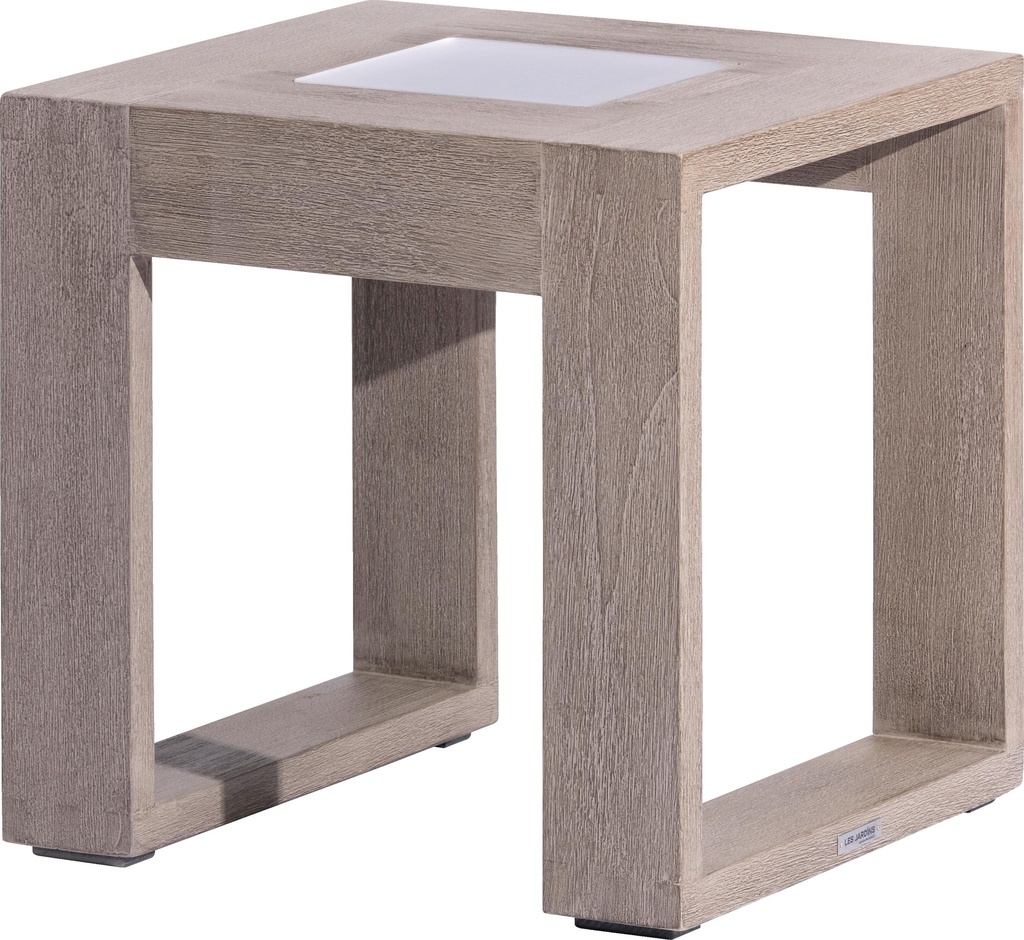 RANCHO Table basse lumineuse solaire et recharg.usb Teck finition Duratek 500 Lumens