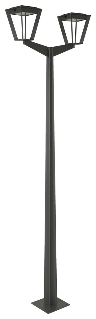 METRO Lampadaire double solaire et recharg.usb ALU gris espace 500 Lumens