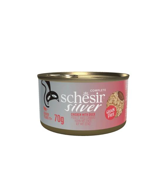 SCHESIR SILVER MOUSSE & FILET BOITE 70G POULET ET CANARD